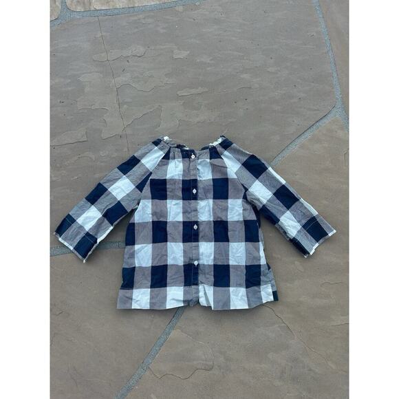 J.CREW Crewcuts Girls Blue Stewart Plaid Long Sleeve Top Size 8 Button Back - Picture 3 of 3